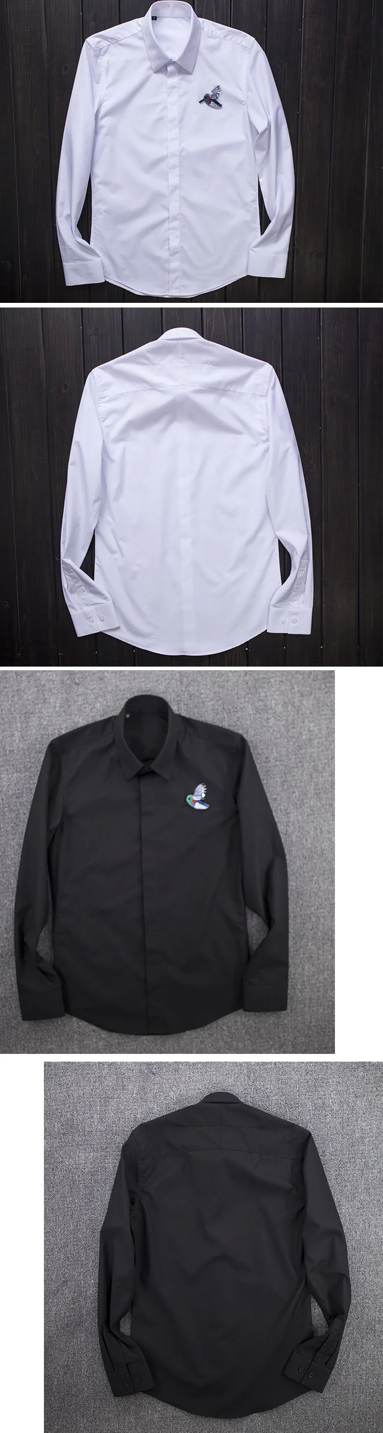 Модная рубашка с вышивкой птицы для мужчин Chemise Homme 2019, роскошные Брендовые мужские рубашки с длинным рукавом, деловые повседневные мужские