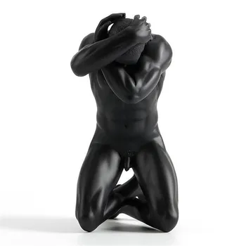 

European Modern Resin Men's Statue Pensive Boy Sculpture Abstract African Characters Figurine Home Decoration M4485