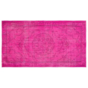

Handmade Fuchsia Vintage Overdyed Turkish Area Rug 164x296 Cm-5'5''X9'9''