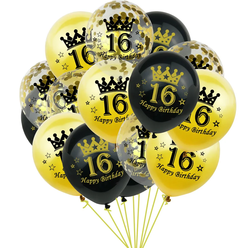 ZLJQ 15pcs/set 30th 40th 50th Balloons Adult Birthday Party Decorations 12inch Latex Gold Confetti Ballon Home Decor Supplies