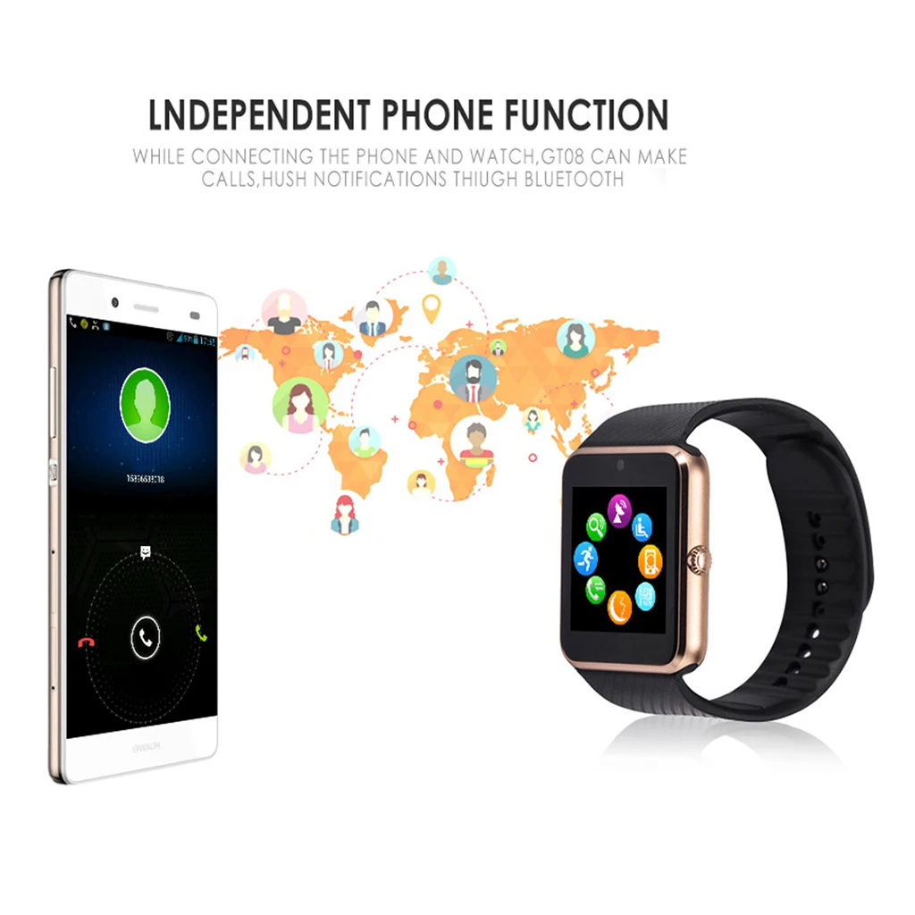 GSM Card Bluetooth WristWatch Smart Watch Sport Pedometer Fitness Tracker Smartwatch For Apple iPhone iPad Samsung Smart Watch