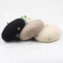 Осенне-зимние буквы H берет шерстяные береты boinas para mujer французская шляпа берет шляпа женский вязаный берет шляпы berret
