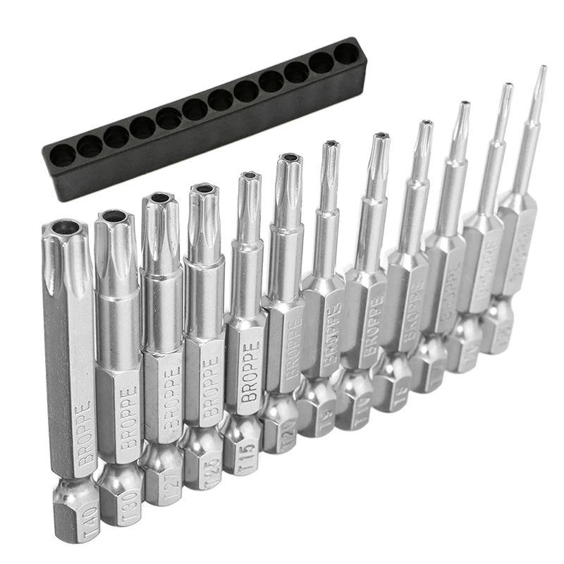 12Pcs Screwdriver Tamper Proof Safety Bits Set Drill Torx Flat Head Driver Bits Alloy steel high hardness ferramenta