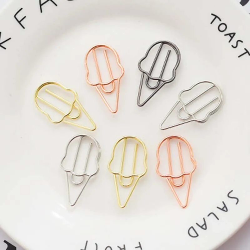 

2PCs/Lot Cute Ice Cream Shape Metal Paper Clips Bookmark Clip Stationery