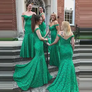 emerald green mermaid bridesmaid dresses