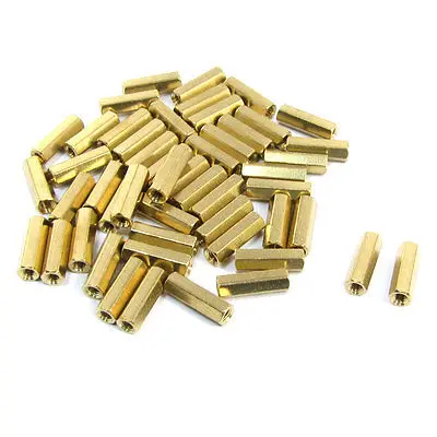 M3x15mm Шестигранная Соединительная деталь с внутренней резьбой Латунное противостояние разделительные столбики, 50 шт в наборе