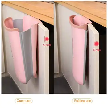 

Hot Folding Waste Bin Kitchen Cabinet Door Hanging Trash Bin Trash Can Wall Mounted Trashcan For Bathroom Toilet Storage