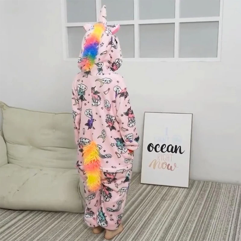 Кигуруми unicorn пижама детская пижама кигуруми для детей kigurumi Зимняя детская одежда для сна для мальчиков и девочек от 4 до 12 лет изображением животных,рождественские пижамы кигуруми комбинезон единорог, пижамы к