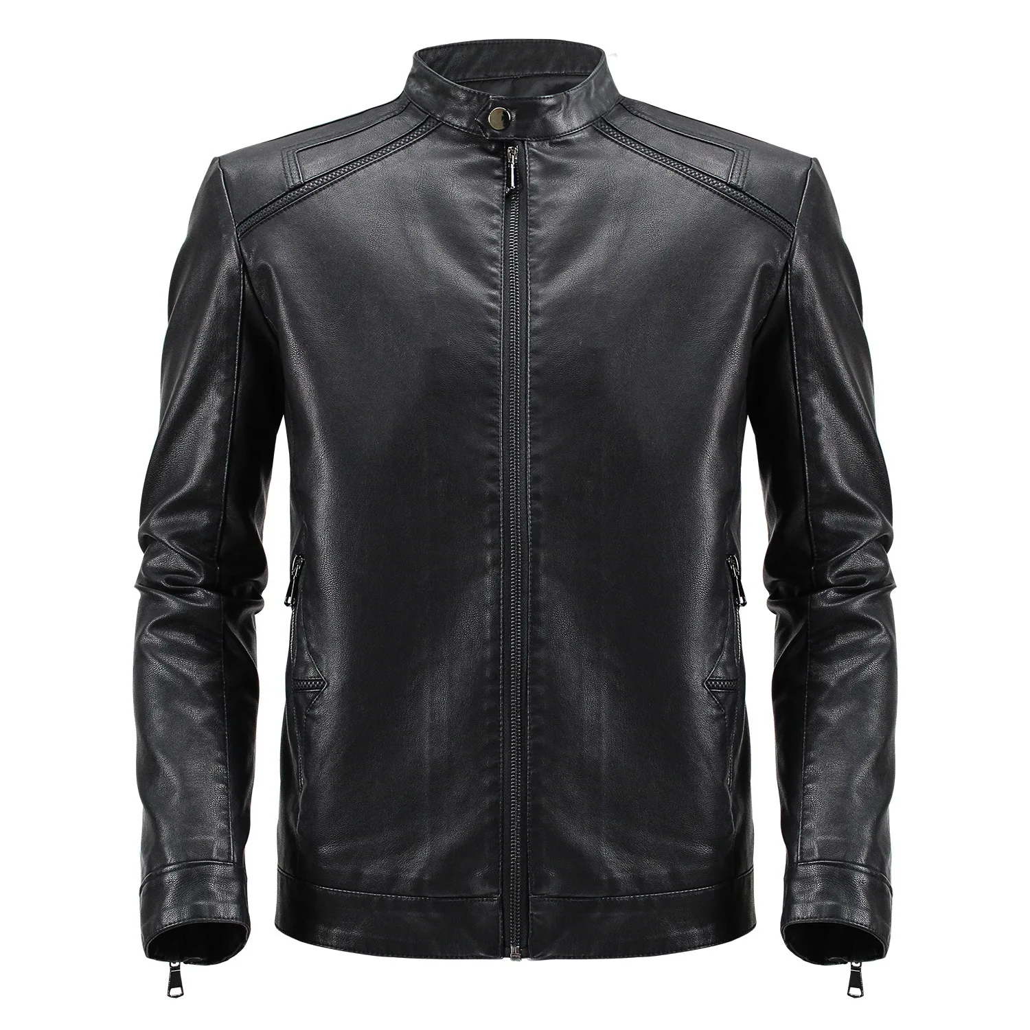 

Autumn And Winter New Style MEN'S Leather Coat Loose And Plus-sized Pu Stand Collar Motorcycle Jacket Trend Casual Leather Jacke
