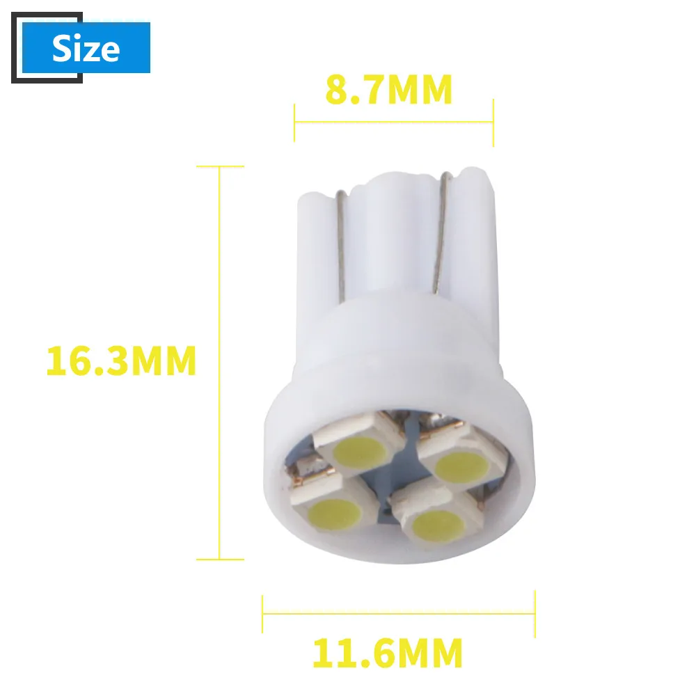 100X W5W DC 6 V/6,3 T10 1210 4 SMD Светодиодный лампочки пинбол батарея игровая консольная лампа фонарик индикатор автомобильные лампы белый красный синий розовый