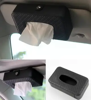 

Universal Leather Car Sun Vison Tissue Box Auto Pumping Cassette Holder Creative Removable Paper Napkin Box Organizer For Car