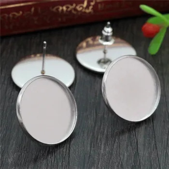 

( No Fade ) 18mm 20pcs/lots Stainless Steel Earring Studs,Earrings Blank/Base,Fit 18mm Glass Cabochons,Buttons-M3-20