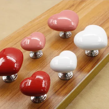 Heart shaped Ceramic Wardrobe Kitchen Cabinet Hardware Door Knobs and Handles For Furniture Dresser Drawer Pulls French Country