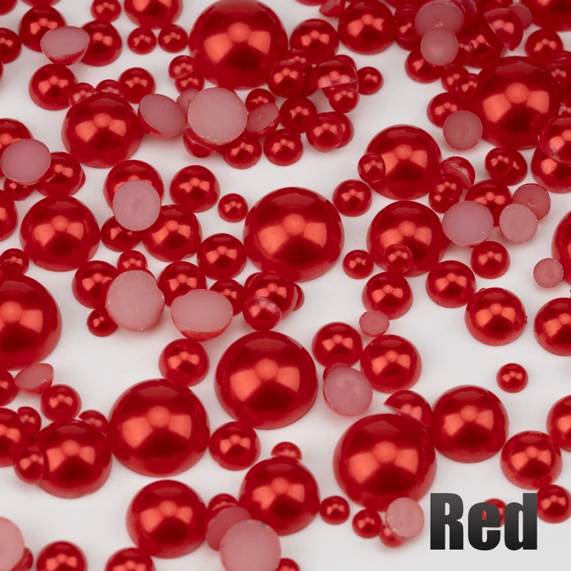 Multicolor Half Round Flatback Imitation Pearls for DIY Crafts and Nail Art