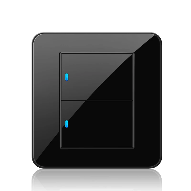 

2 Gang 1 Way Random Click On / Off Wall Light Switch With LED Indicator Acrylic Crystal Panel