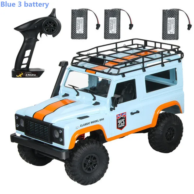 Blue 3 battery 2,4 г металлическое зубчатое колесо четырехколесный привод модель детская Радиоуправляемая машинка сплав скелет светодиодный свет загружаемая 3 кг 30 минут Срок службы батареи радиоуправляемая Игрушечная машина - Цвет: Blue 3 battery