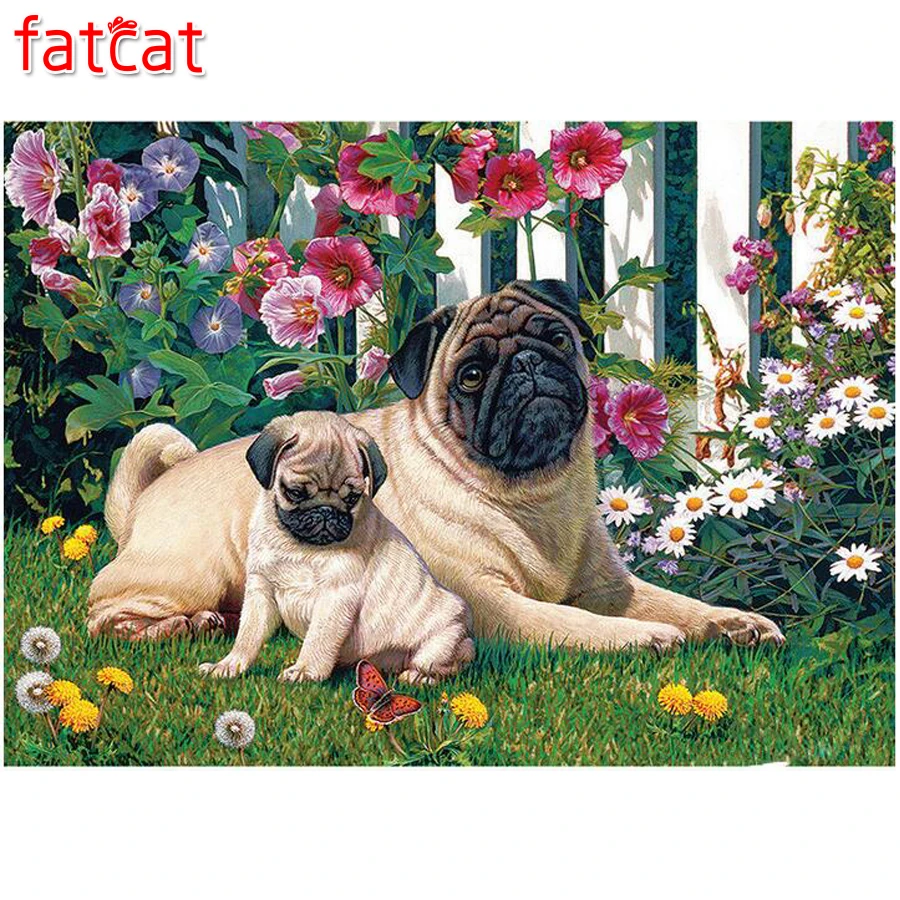 Алмазная вышивка FATCAT садовый рисунок домашних животных бульдог алмазная
