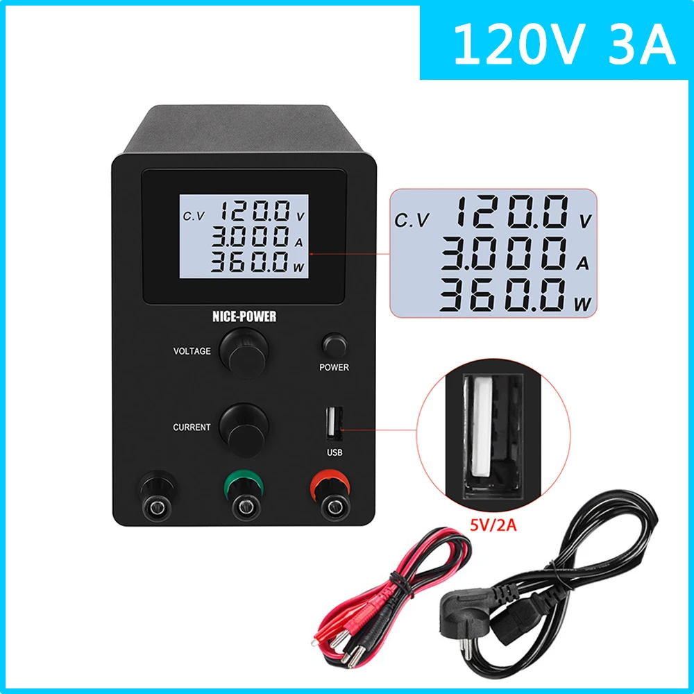 

0.001A 120V 3A USB Adjustable DC Power Supply Voltage And Current Regulator Switching laboratory Source For Phone