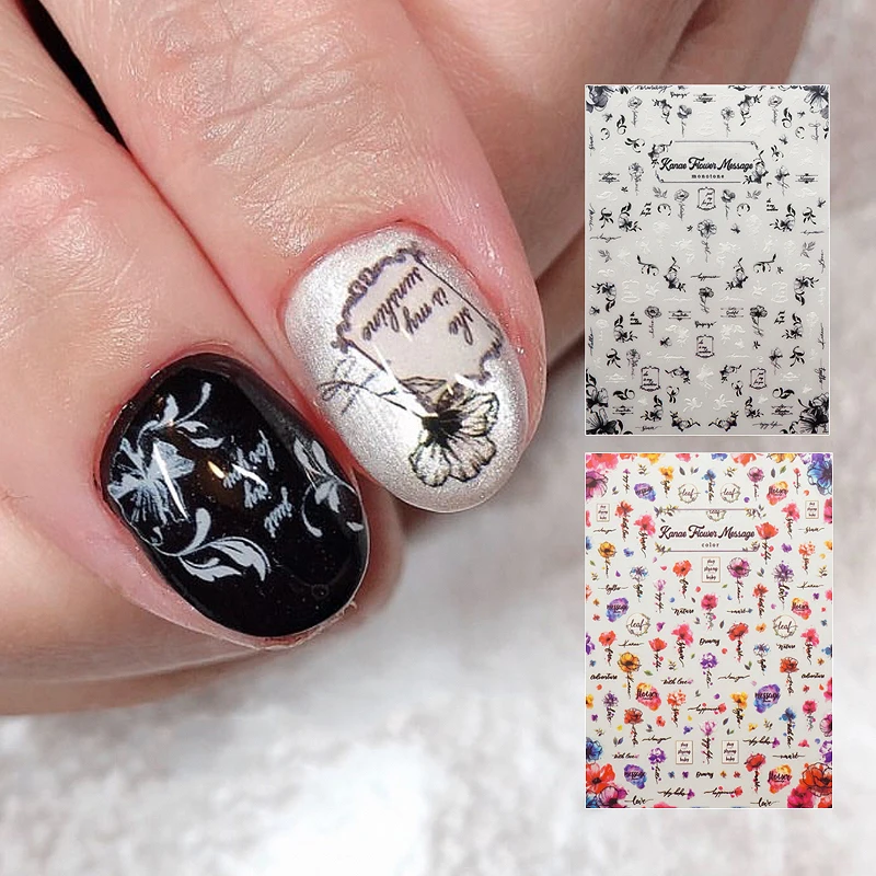 

2020 DIY Gradient Blossom Nail Art Sticker Adhesive Sticker Decals Tool Coloful Flower Image Nail Art Tattoo Decoration Z0330