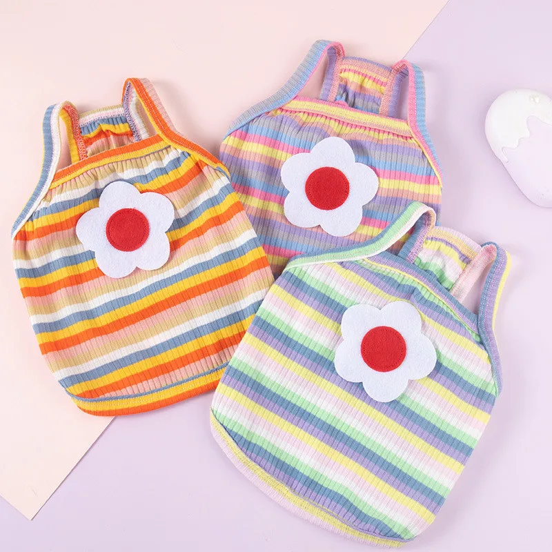 Cute Dog Clothes Thin Section Summer Pet Vest Sunscreen Clothing Cartoon Print Small and Medium-sized Costumes |