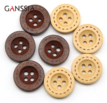 

50pcs/lot 2 Colors Natural Wooden buttons 4-holes Wood Button for Sewing Scrapbooking (SS-923)