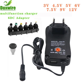 

Power Adapter 6 DC Adapter Universal Adapter 3V 4.5V 5V 6V 7.5V 9V 12V Multifunction Charger 30W with USB Interface