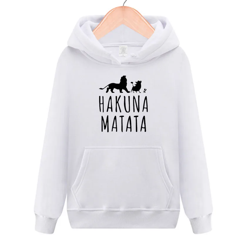 white Хакуна матата флисовая Толстовка для мужчин и женщин Повседневная флисовая толстовка Король Лев Harajuku пуловер Королевство животных Женские толстовки - Цвет: white