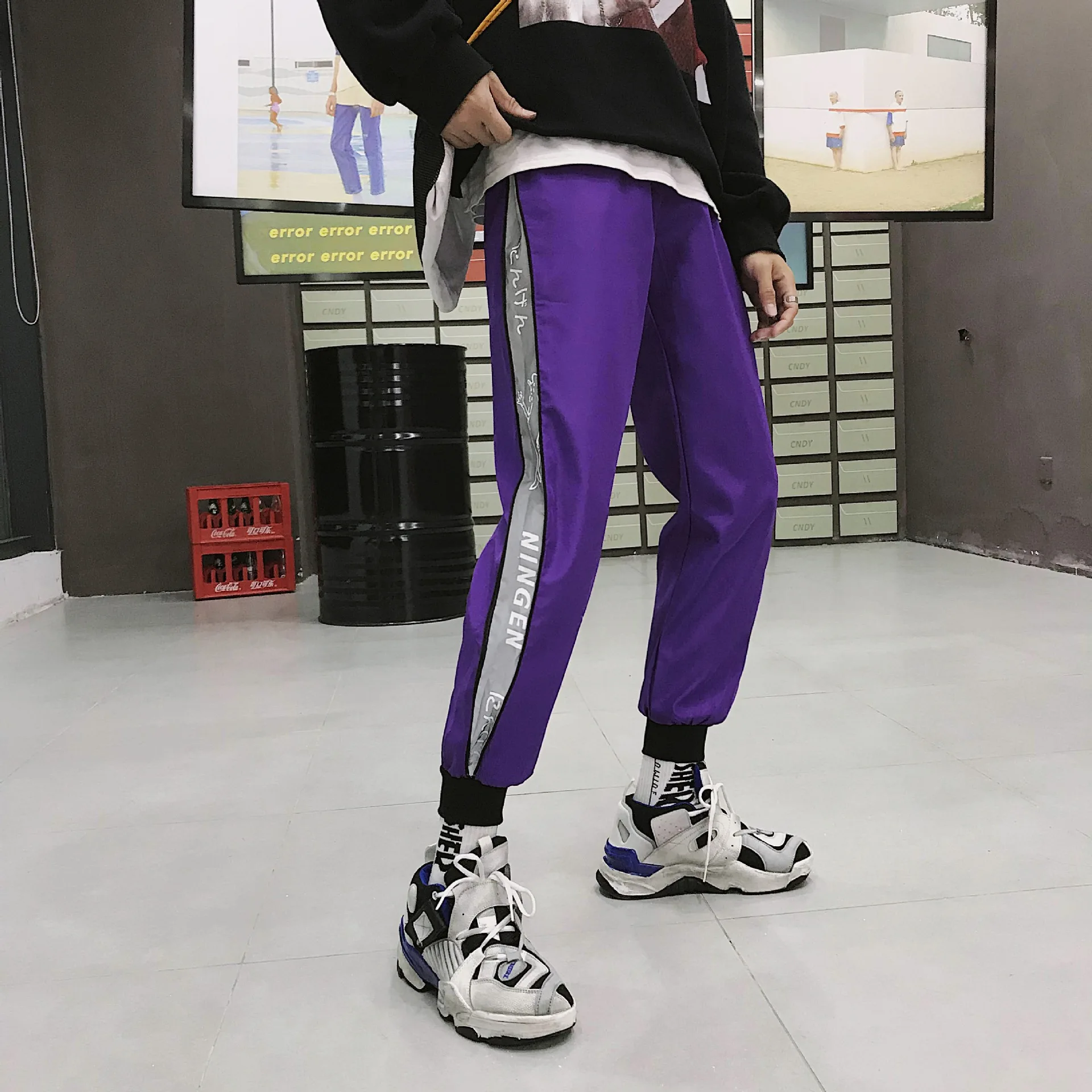 

Pants Men's Popular Brand INS Pants Men's Korean-style Trend Hiphop National Trends Skinny Reflective Capri Hip Hop Ankle Banded