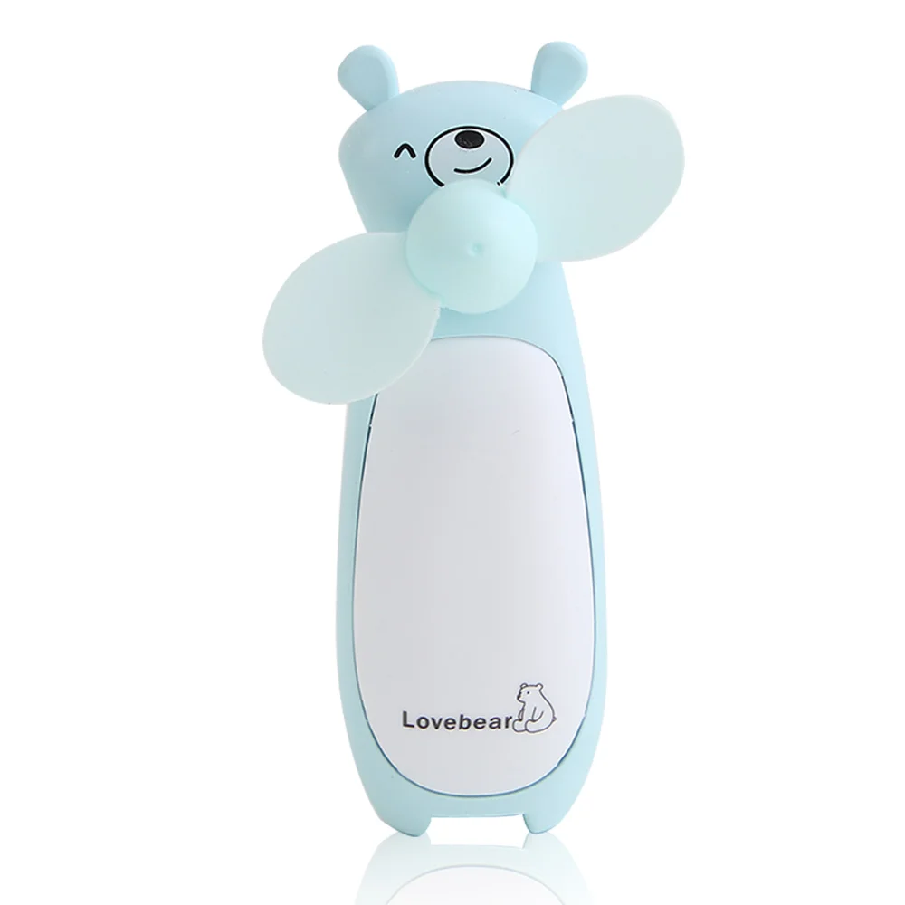 Bear blue Мини охлаждающий веер с животным зарядным вентилятором USB мини-вентилятор ручной милый Портативный Ночной светильник пластиковая литиевая батарея для путешествий - Цвет: Bear blue
