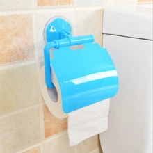 Plastic Wall Mount Plastic Suction Cup Bathroom Toilet Roll Paper Holder&Cover