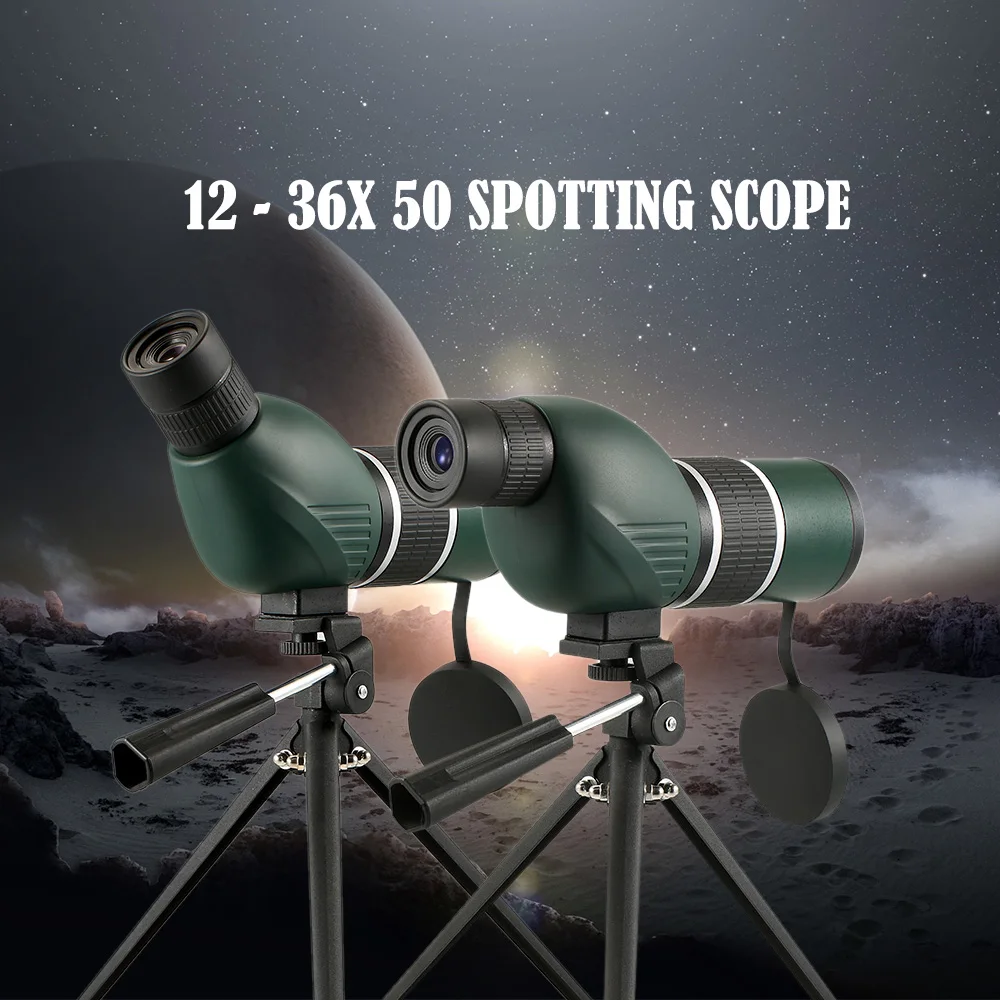 

12-36x50 Spotting ScopeTelescope Portable Travel Scope Monocular Telescope with Tripod Carry Case Birdwatch Hunting Monocular