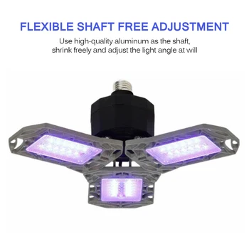 

60W UVC Germicidal Lamp LED Fan Blade Light Lighting Garage Light Ultraviolet Disinfection Sterilization Light Kill Mites Light
