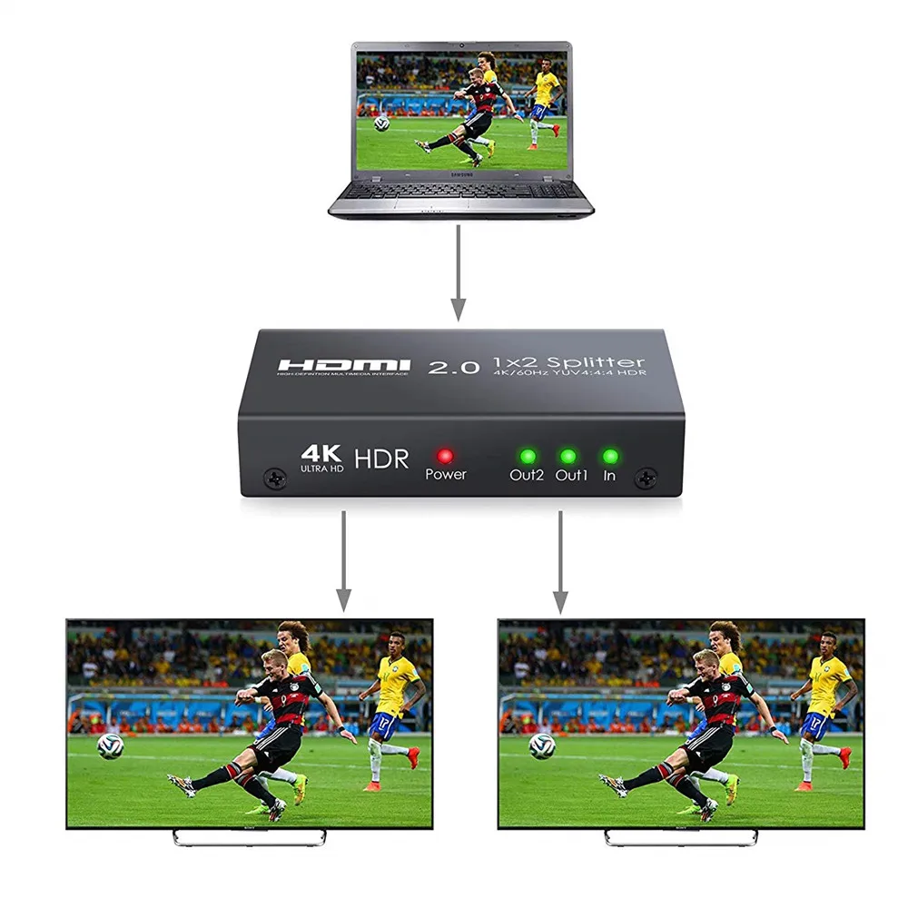 HDMI 2,0 сплиттер 2 способа 4 k@ 60Hz YUV 4:4:4 HDR смарт-сплиттер 1 в 2 Выход HDCP 2,2 HDMI коммутатор для Xbox PS4 HDTV проектор