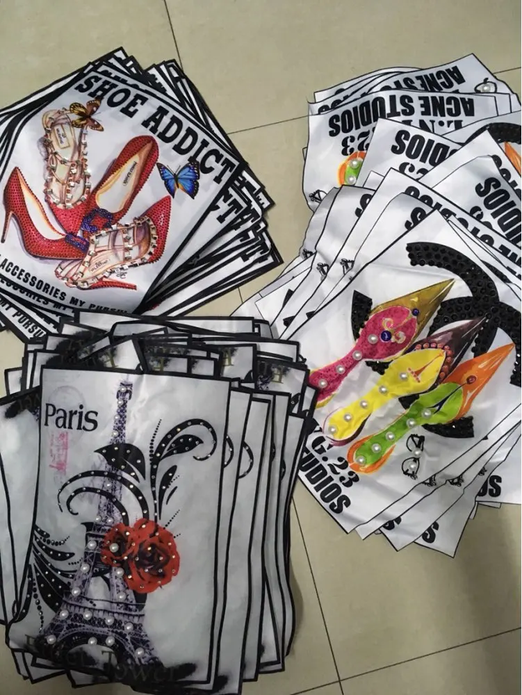 Fittings Sequin Patches high heel bag bear perfume beauty Sew on T-shirt Jacket Fashion Badge Applique Accessories