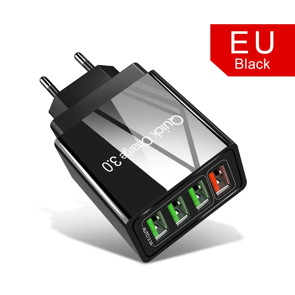 48W Quick Charge 4.0 3.0 4 Port USB Charger USB Fast Charger QC4.0 QC3.0 For Samsung S10 A50 Xiaomi Mi9 iPhone X 7 Wall Adapter usb c 5v 3a