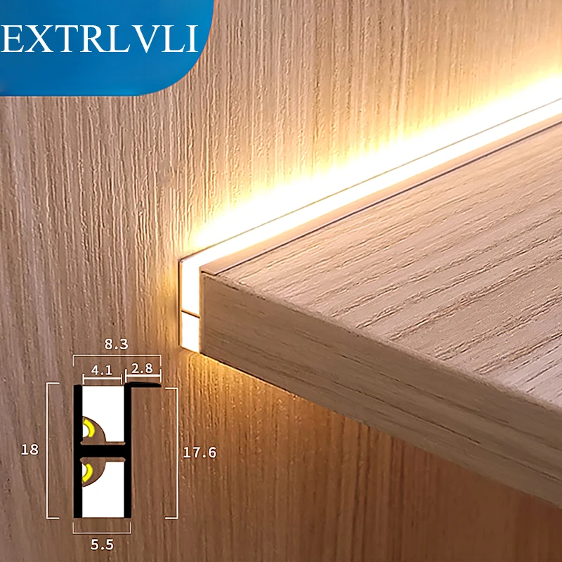 Builtin Led Strip Layer Shelf 18mm Panel Edge Light Lamp 12v Invisible Up Down Beam