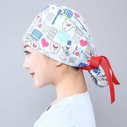 17 Styles Unisex Adjustable Floral Printed Dust-Proof Nurse Hat with Casual Face Cover Buttons Breathable Doctor Work Beauty Cap