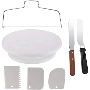 

Cake Decorating Turntable,Cake Decorating Supplies with Decorating Comb/Icing Smoother,Icing Spatula(Set of 7)