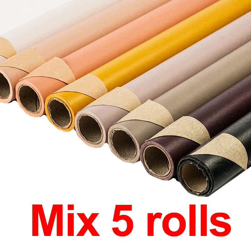 Mix 5rolls 60 см* 10 ярдов Корейская двухцветная крафт-бумага рулон цветная оберточная бумага Цветок Упаковка Материал флорист поставки - Цвет: Mix 5rolls