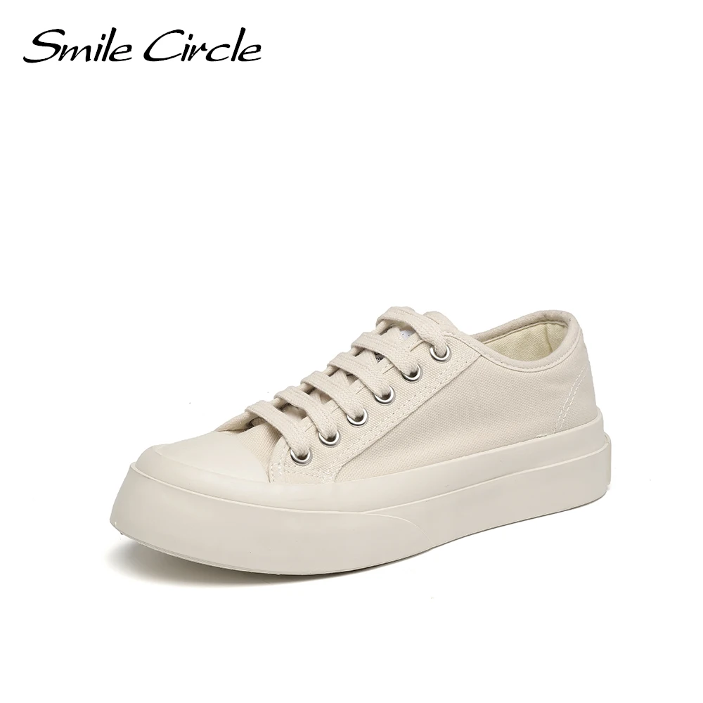 

Smile Circle Chunky Sneakers Women Flat Platform Canvas Shoes Spring Summer Fashion Round toe Casual Shoes Ladies Sneakers