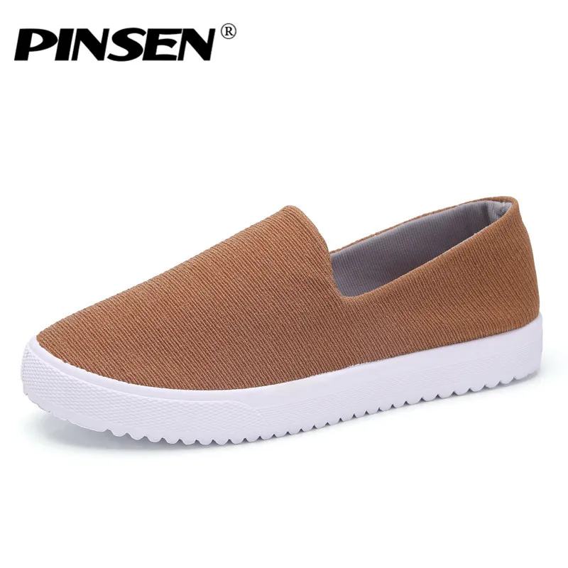 

PINSEN 2020 Spring Flats Women Shoes Comfortable Slip-on Canvas Shoes Woman Ballet Flats Heels Creepers Moccasins Ladies Shoes