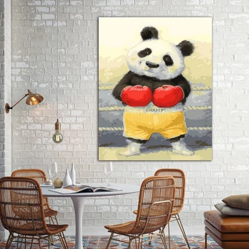 

DIY colorings pictures by numbers with Kung Fu Panda picture drawing Relief painting by numbers framed Home