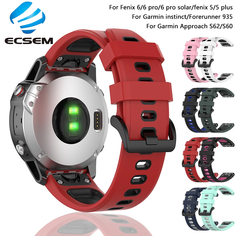 Wrist strap for Garmin fenix 7/6/6 pro solar silicone two color band  replacement for Approach s60 s62 wristband rubber bracelet|Smart  Accessories| - AliExpress