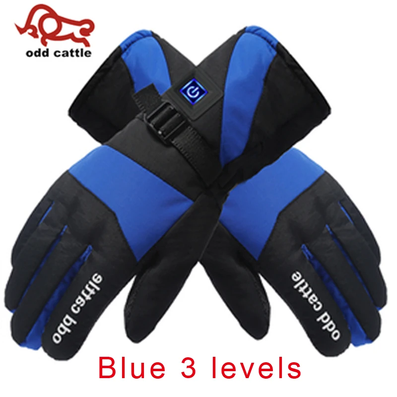 Blue 3 levels up Зимние теплые электрические теплые перчатки с аккумулятором, теплые перчатки для езды на велосипеде, мотоцикле, велосипеде, лыжах, унисекс, 7,4 В - Цвет: Blue 3 levels up