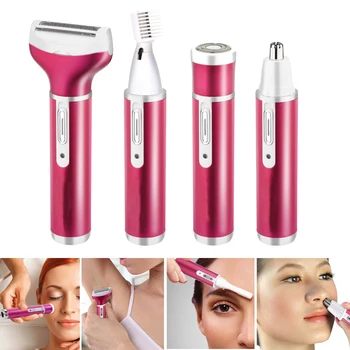 

4 In 1 Rechargeable USB Epilator Hair Removal Set for Nose Beard Eyebrow Electric Trimmer Shaver Depilation Machine Set