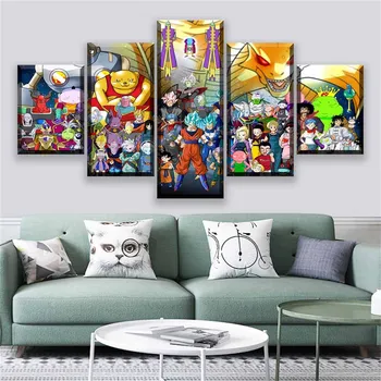 

5 Panels Canvas dragon ball poster 5 piece japan Print Painting modular pictures dropshipping dragonball anime poster