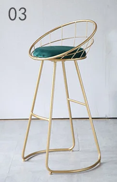 Gold green 75cm Стул скандинавский барный стул Железный высокий домашний стул светильник роскошный барный стул набор - Цвет: Gold green 75cm