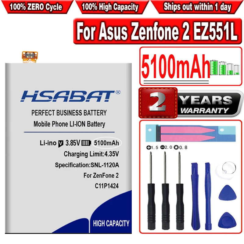 Аккумулятор высокой емкости HSABAT 5100 мАч для Asus Zenfone 2 аккумулятор ZE551ML ZE550ML 5 дюймов