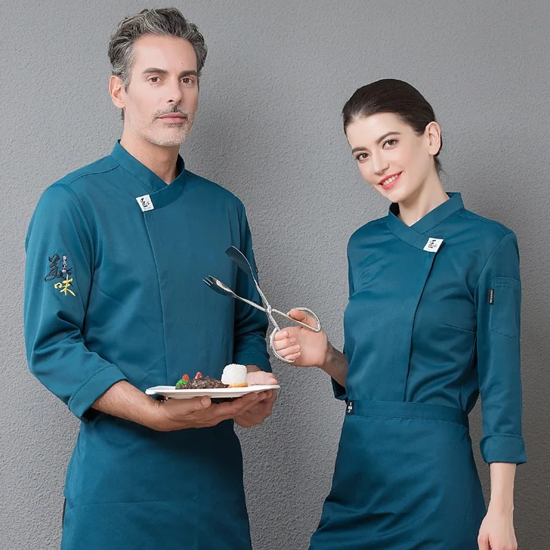 Hotel Catering Chef Work Clothes Long Sleeve Unisex Breathable Food Service Jacket Cooking Clothes Restaurant Chef Uniform