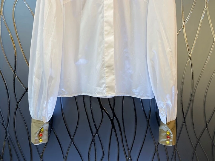 Новинка осени, ранний женский воротник, манжеты, украшение в тон, длинный рукав, топ на пуговицах, рубашка 1012